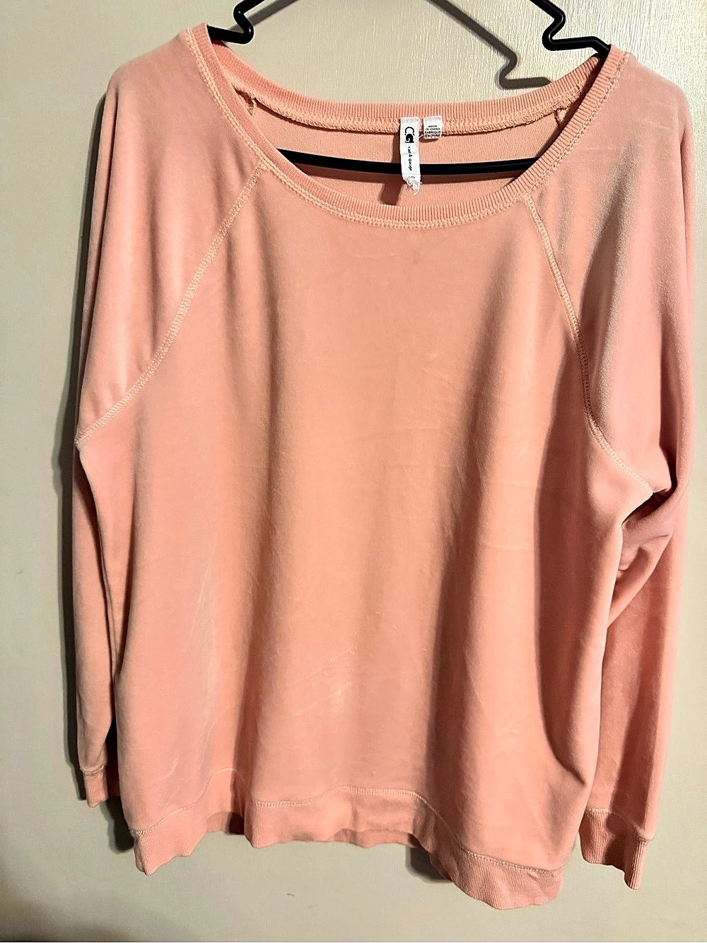 Cable & Gauge Raglan Peach Pink Soft Pullover Sweatshirt L/G - Picture 2 of 9